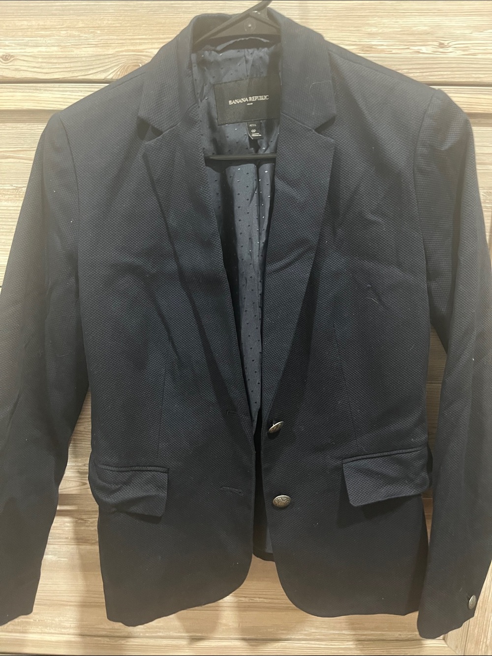 Banana Republic Navy Textured Single-Breasted Blazer